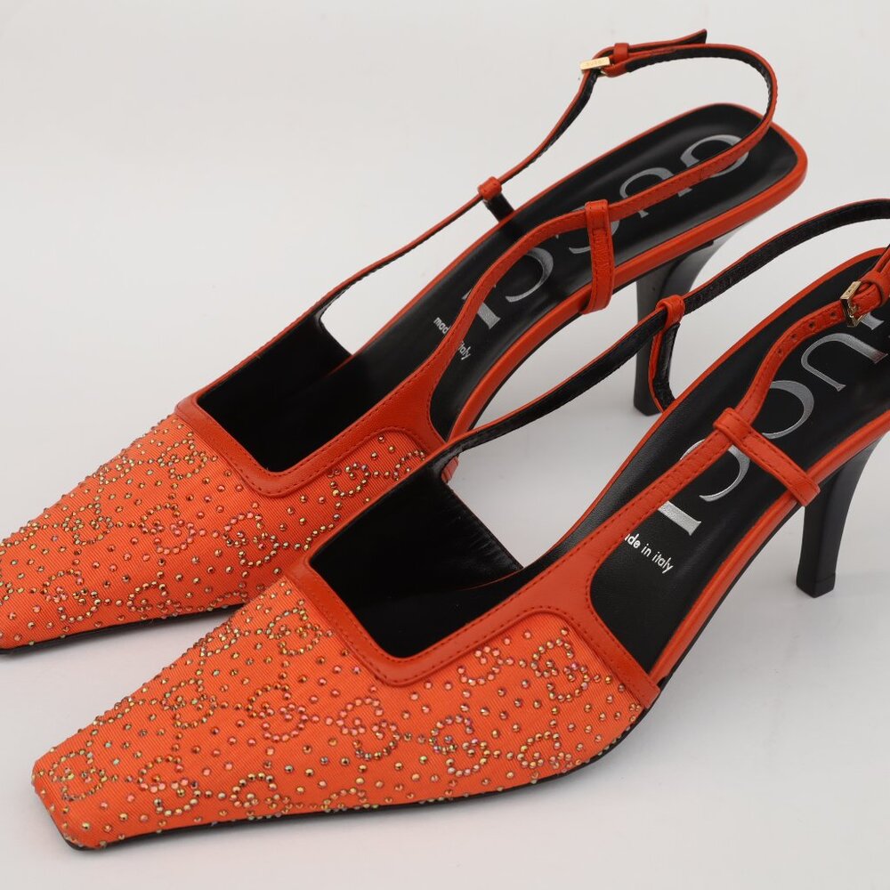 Gucci Tom GG Crystal Embellished Slingback in Orange EU 41 - 11 for folakadeniy0